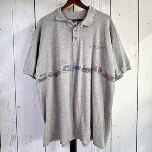 Vintage 1996 Cape Fear Surf Shop Polo Shirt XL Gray Gildan Ultra Cotton Cars NC